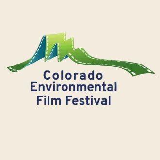 Logo of the Colorado Environmental Film Festival with a green film strip design on a white background.